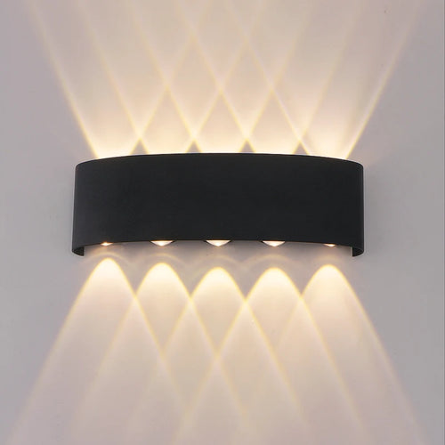Applique murale LED double faisceau intérieur noir, vue de face moderne