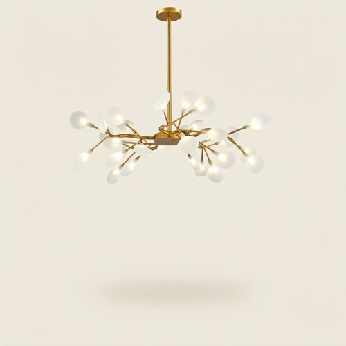 Lustre Lucioles Doré modèle B 30 branches sur fond beige