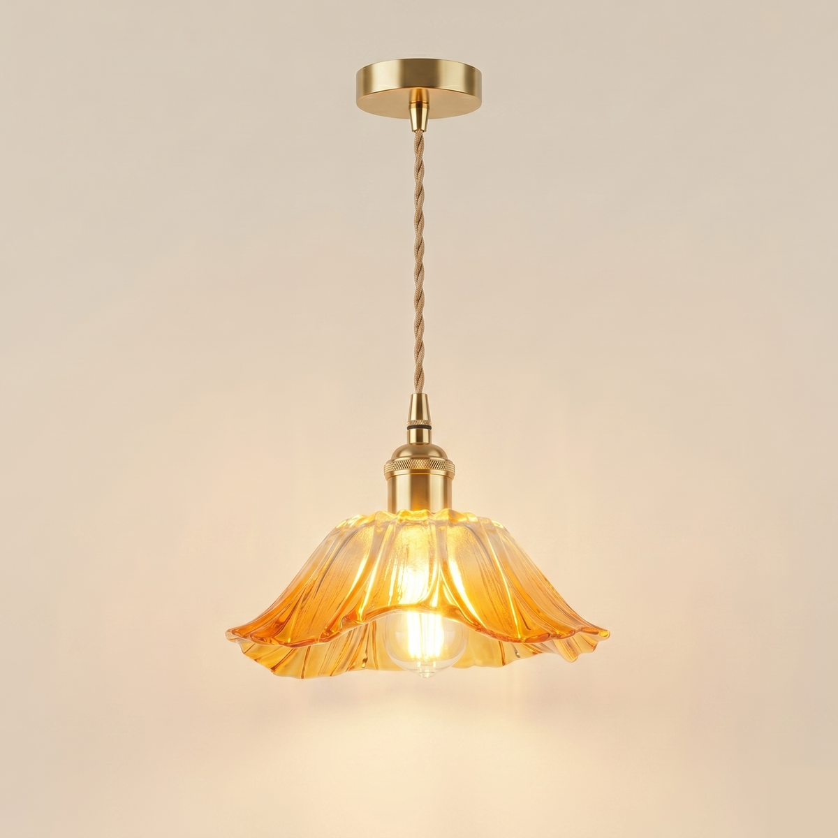 Suspension fleur en verre vintage
