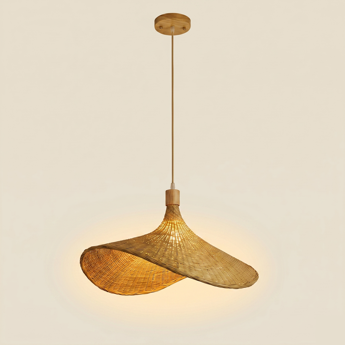 Suspension rotin et bambou tressés scandinave