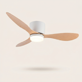 Ventilateur de plafond LED avec télécommande coloris bois