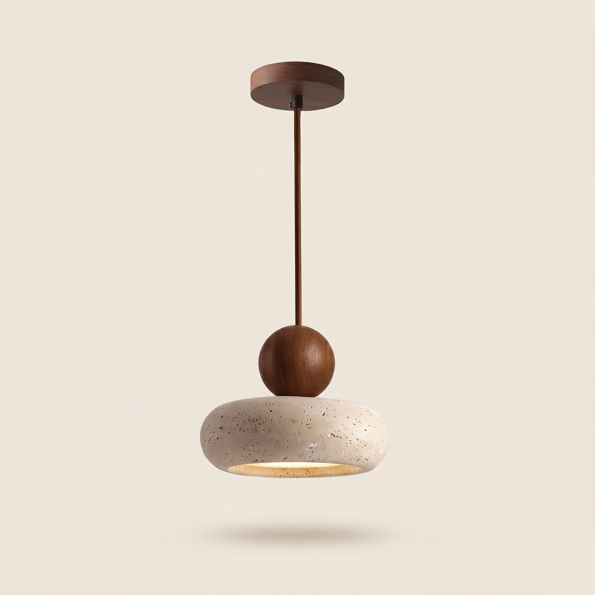 Suspension vintage bois et pierre