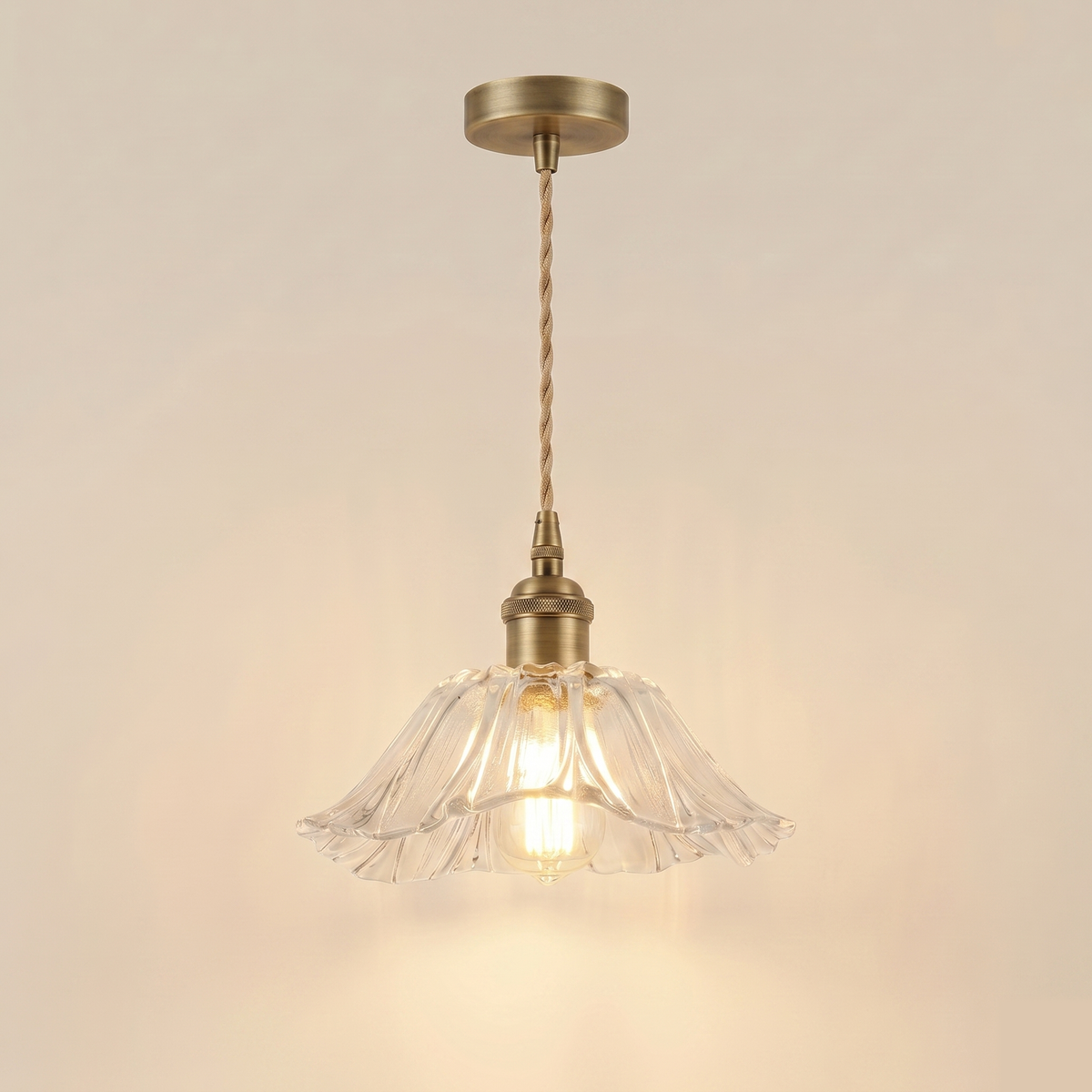 Suspension fleur en verre vintage