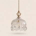 Lustre Clochette, abat-jour et pampilles façon cristal