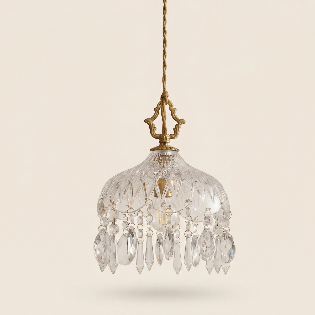 Lustre vintage verre et métal