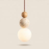 Lustre bois et pierre moderne