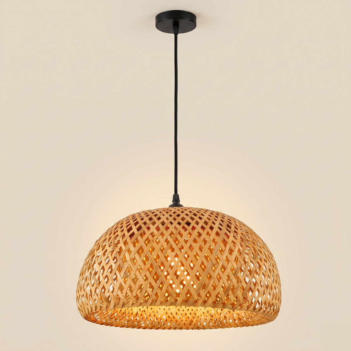 Suspension rotin et bambou tressés scandinave