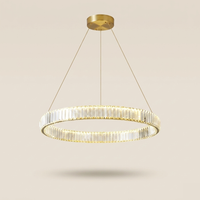 Lustre cristal et métal taillés doré