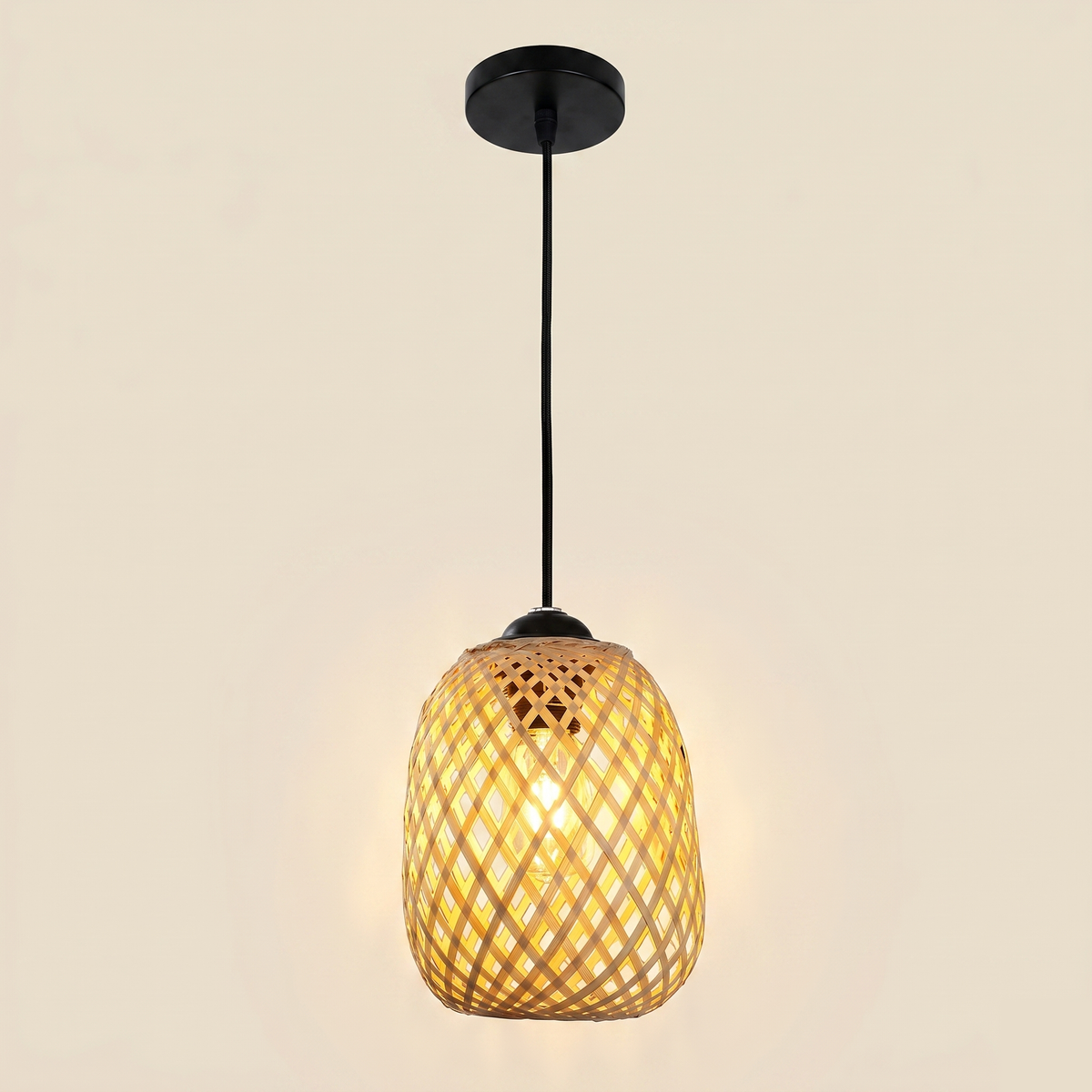Suspension rotin et bambou tressés scandinave