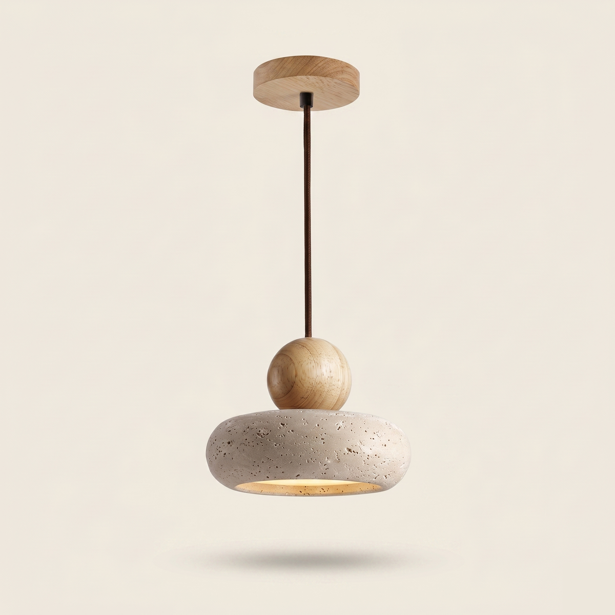 Suspension vintage bois et pierre