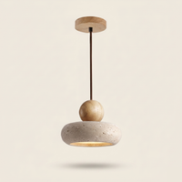Suspension vintage bois et pierre