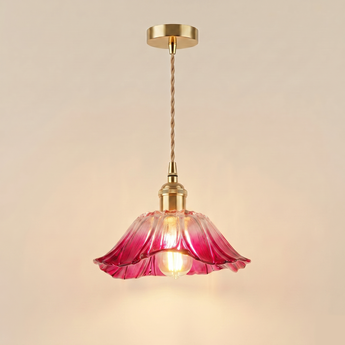Suspension fleur en verre vintage