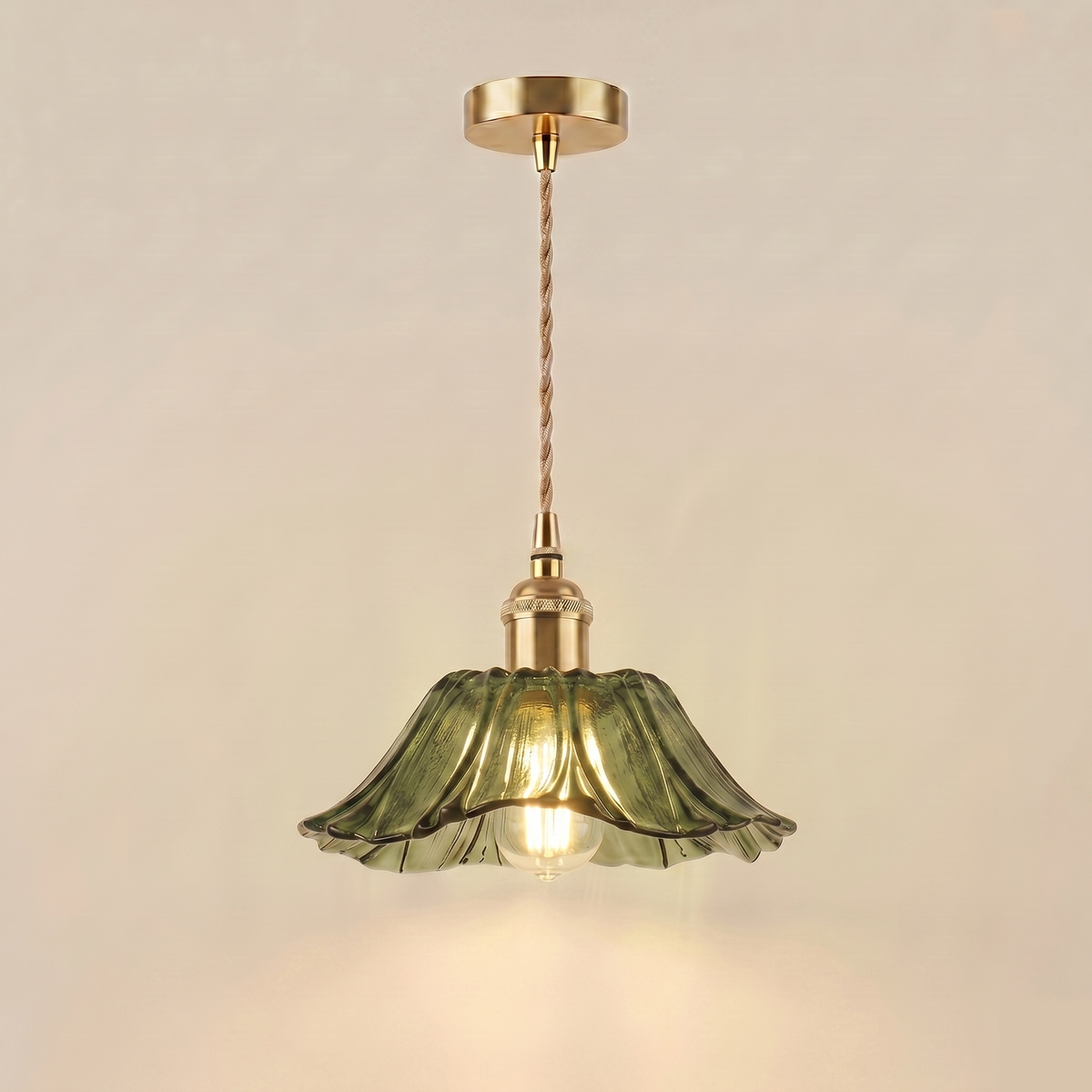 Suspension fleur en verre vintage