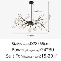 Lustre LED doré 30 branches en variation 3 couleurs