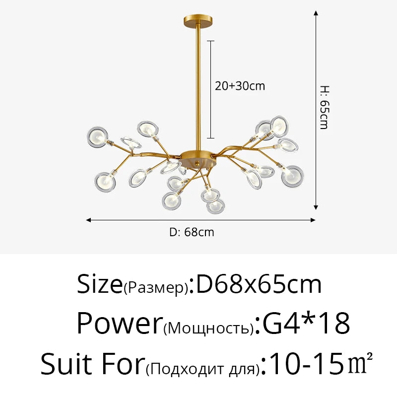 Lustre LED 54 branches noires éclairant une cage d'escalier