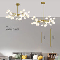 Vue trois quarts du lustre LED nordique noir 30 branches