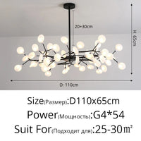 Lustre LED doré modèle A 9 branches, vue détaillée
