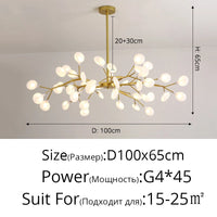 Lustre LED nordique 9 branches dans une entrée moderne
