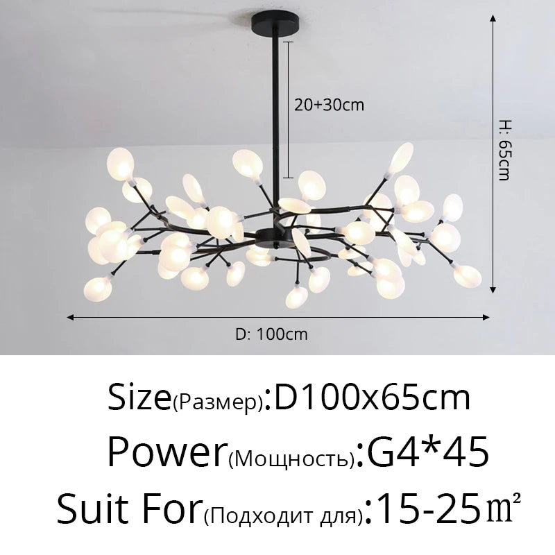 Lustre LED noir 18 branches modèle B installé dans un loft