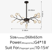 Lustre LED noir 45 branches en lumière froide ambiance moderne