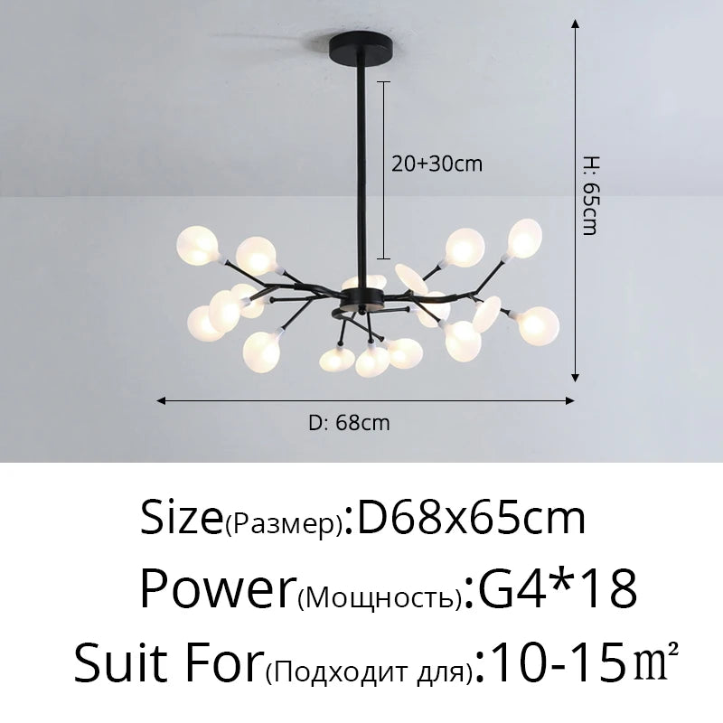 Lustre LED nordique modèle B doré, déploiement en éventail