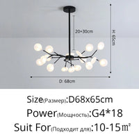 Lustre LED nordique modèle B doré, déploiement en éventail