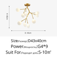 Lustre LED nordique 30 branches en mode 3 couleurs blanc chaud