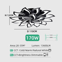 Lustre Lotus noir 5 lumières installé dans un bureau cosy