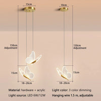 Détail du diffuseur papillon doré et de la LED intégrée