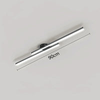 Plafonnier LED long aluminium 60 cm, vue rapprochée de la structure jeu de lumière naturel