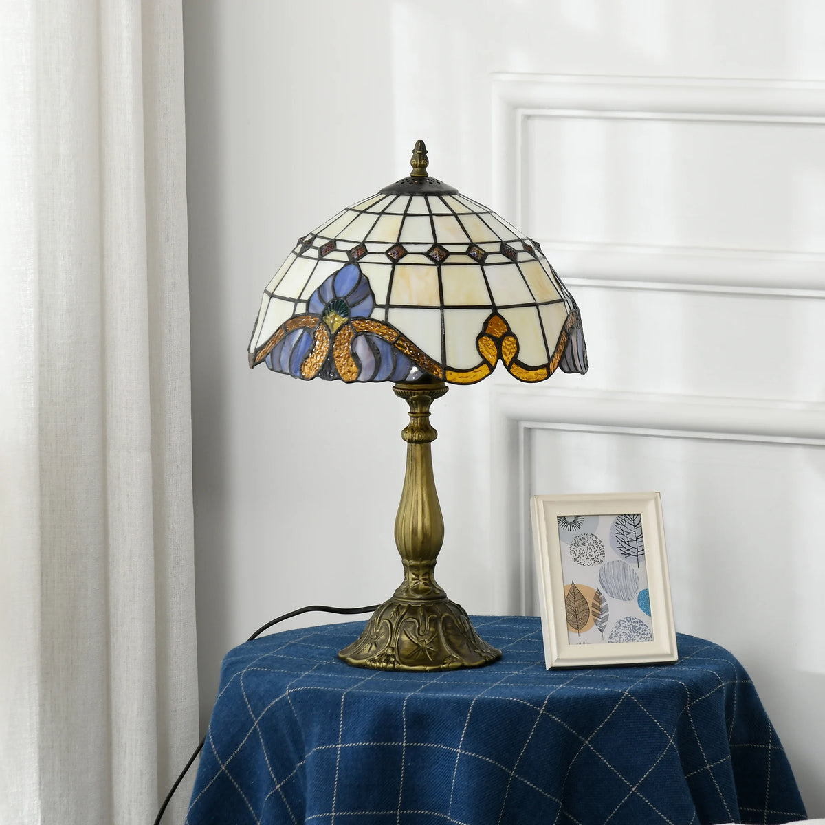Lampe de chevet verre classique E27 30 cm transparent, détail du diffuseur lumineux