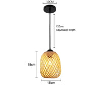 Gamme complète des tailles de suspension bambou tressé alignées