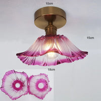 Suspension fleur vintage verre coloré E27, vue détaillée de la connectique
