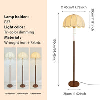Lampadaire LED col de cygne tissu E27 ajustable, vue rapprochée de la structure jeu de lumière naturel