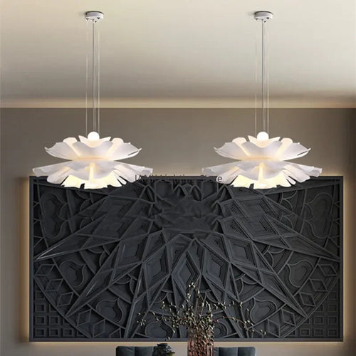 Lustre chambre style crème français nordique, vue de face chambre cosy