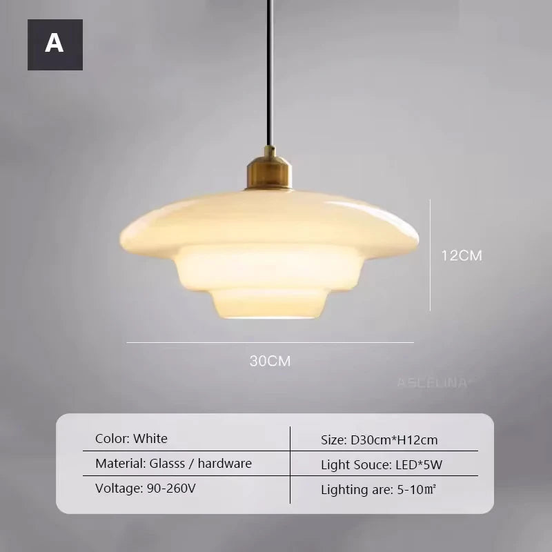 Suspension verre crème E27 antique tête unique 16 cm, installé dans cuisine contemporain jeu de lumière naturel