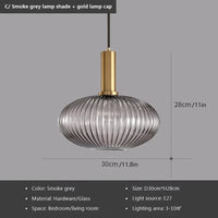 Suspension verre soufflé ambre allumée en ampoule à filament Edison