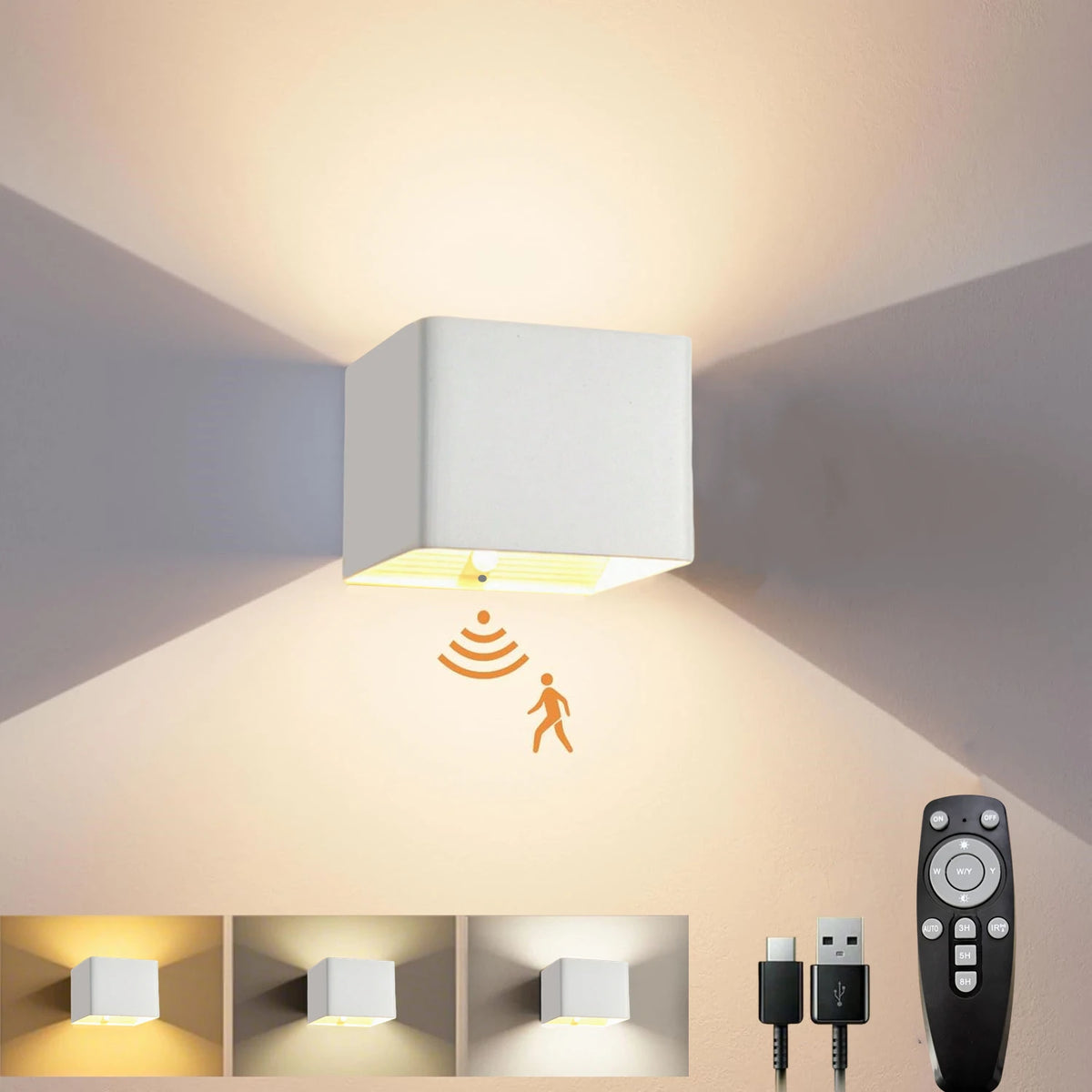Applique murale rechargeable double diffusion haut bas, ambiance soir