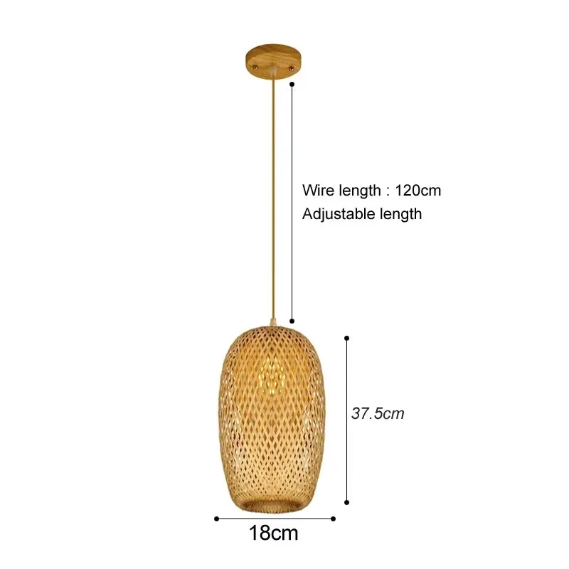 Suspension rotin 36 cm forme haute, ambiance chaleureuse au plafond