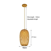 Suspension rotin 36 cm forme haute, ambiance chaleureuse au plafond