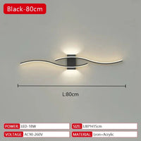 Applique murale LED longue noire 100 cm, salon contemporain