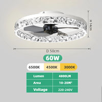 Ventilateur plafond LED compact en lumière chaude variation