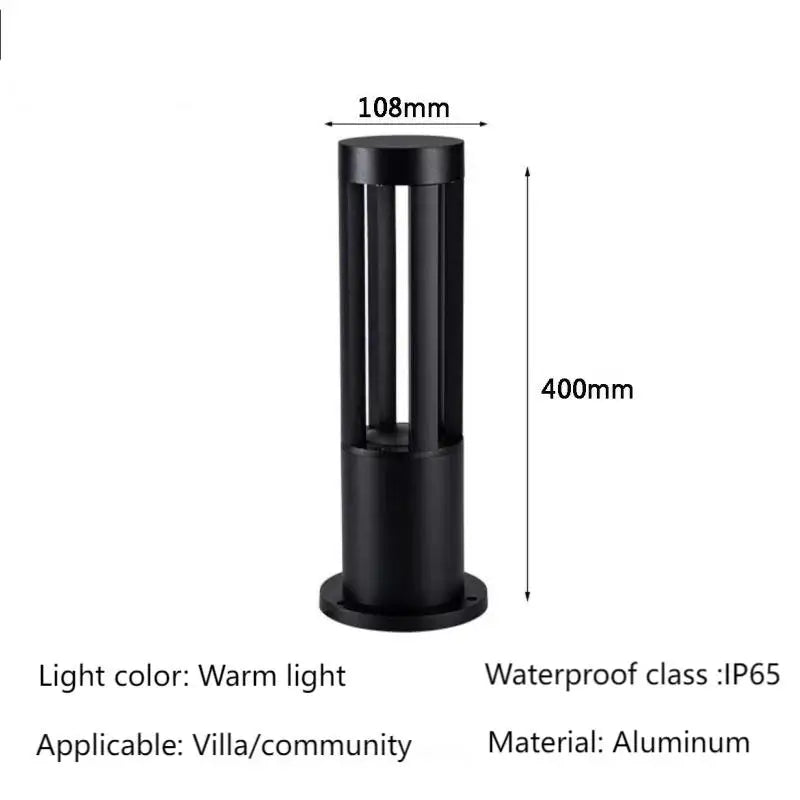 Luminaire extérieur LED IP65 jardin, vue d'ensemble du luminaire allumé