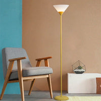 Lampadaire LED design 3 coloris salon E27, vue trois quarts du luminaire éteint jeu de lumière naturel