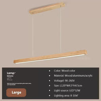 Suspension LED bois linéaire vue de dessous, éclairage homogène continu