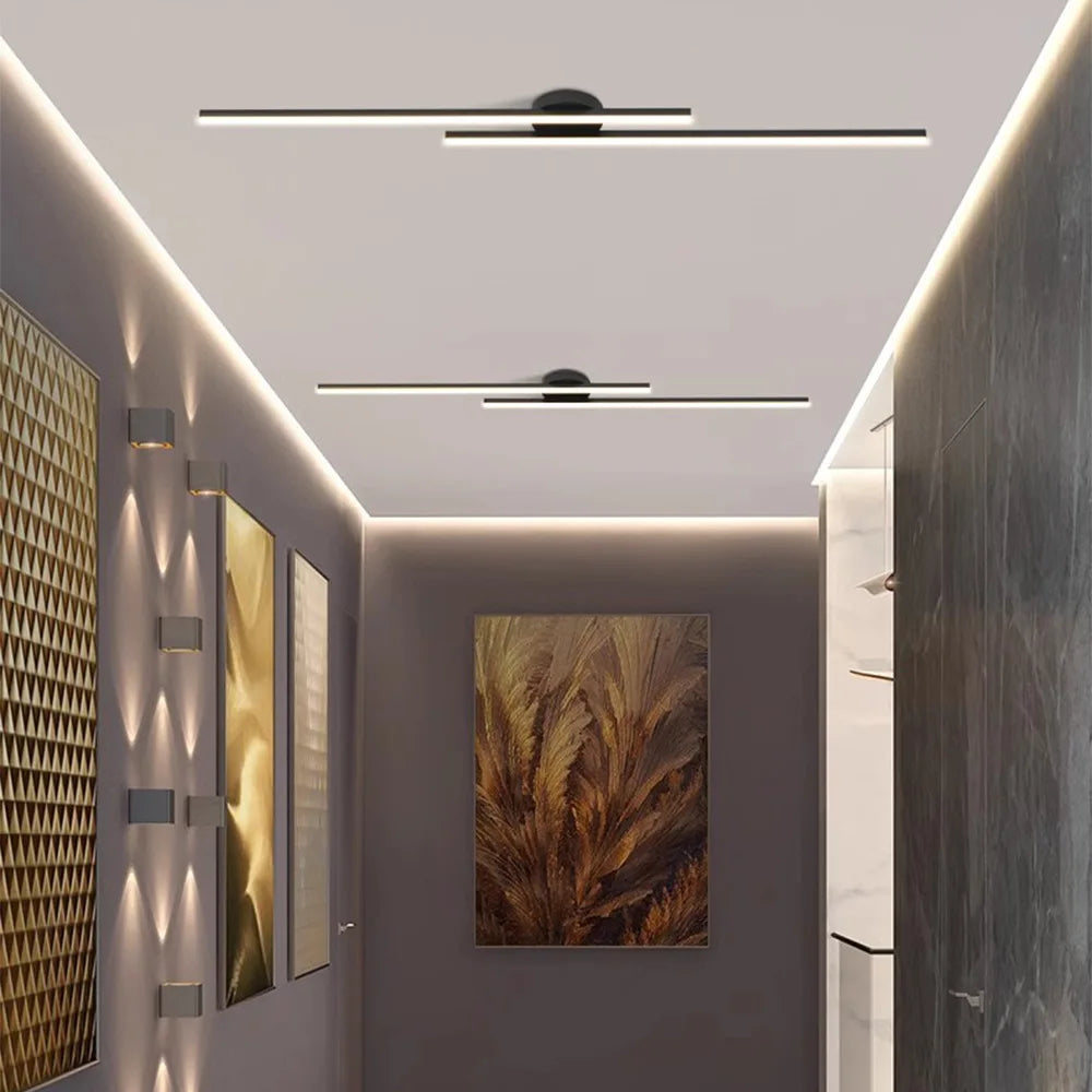 Plafonnier LED long aluminium 60 cm, détail de la finition et du matériau