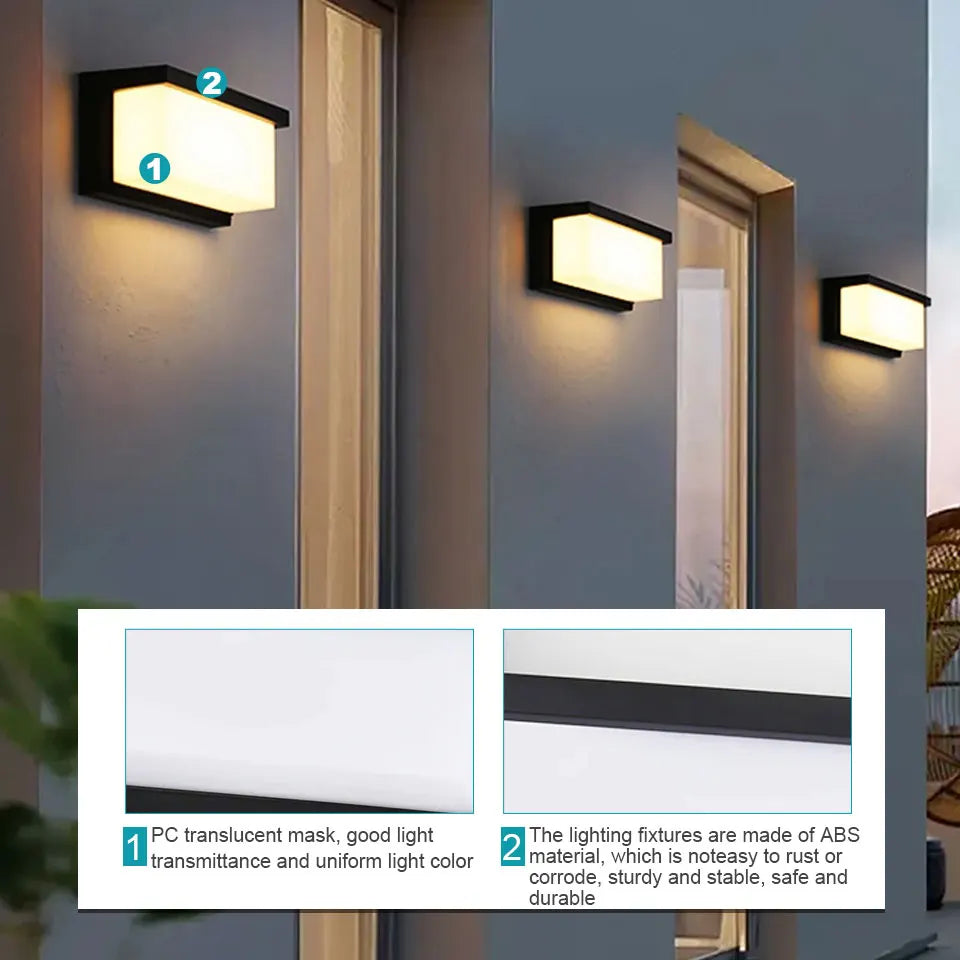 Applique murale extérieure LED capteur mouvement IP65, ambiance soir au-dessus d'une table ambiance chaleureuse