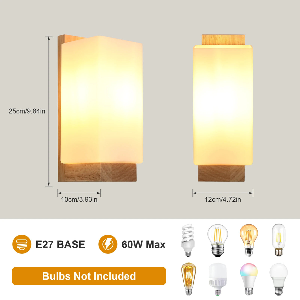 Applique murale bois allumée en ampoule à filament Edison