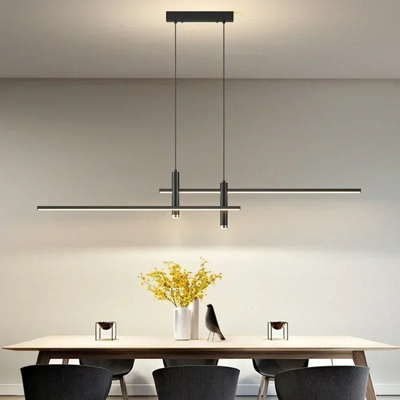 Suspension LED linéaire dorée 150 cm pour îlot de cuisine moderne