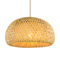 Lustre lanterne rotin bambou tressé E27 30 cm, détail du diffuseur lumineux